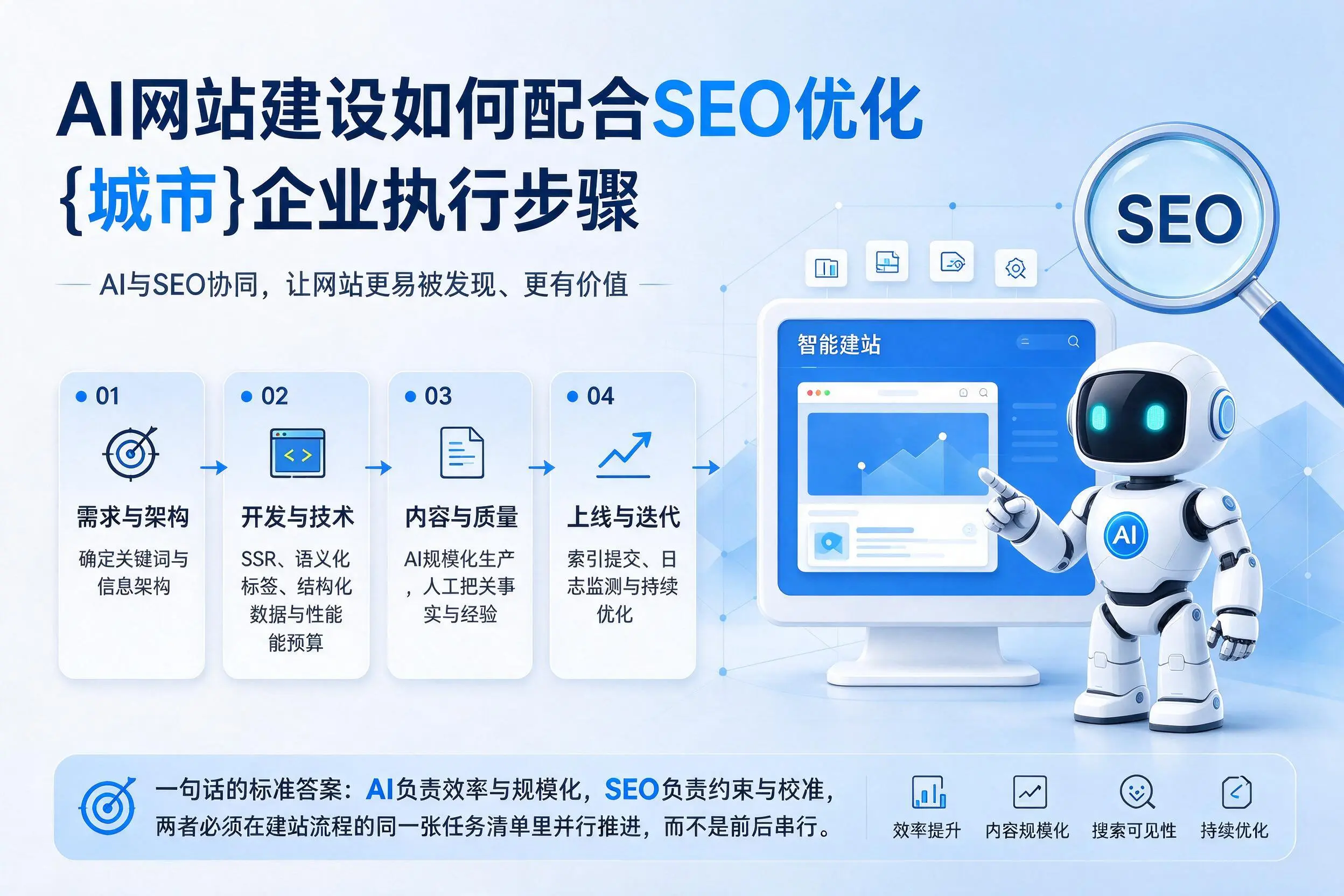AI网站建设如何配合SEO优化,新星企业执行步骤